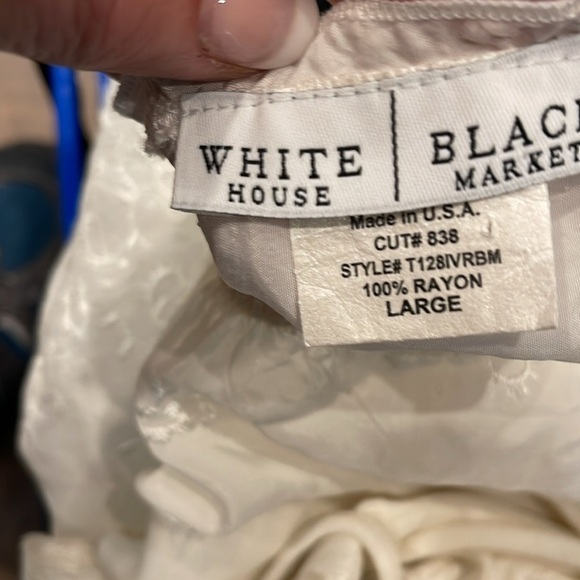 White House Black  Market L top/wide leg lined pant with embroidery and cutwork - Picture 5 of 15